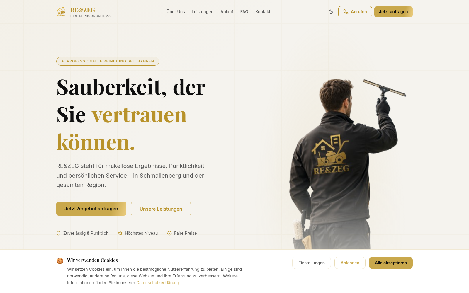 Screenshot der RE&ZEG Website